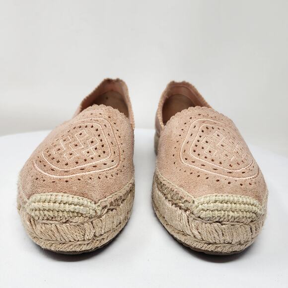 UGG Australia Heidi Espadrille Women 7 Pink Suntan Suede Geometric Perforated - Picture 4 of 14
